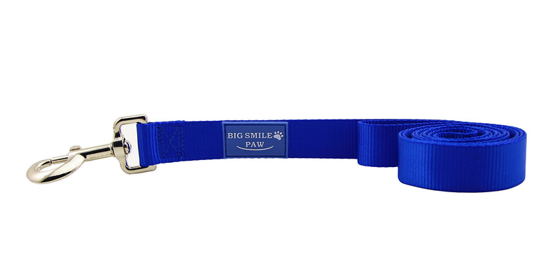 [Australia] - BIG SMILE PAW Dog Leash Nylon Durable Loop Handle,5 Foot Long 1 Inch Wide Blue 