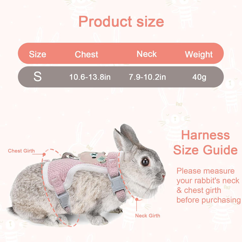 Adjustable Rabbit Leash, Pack of 2 Adjustable Leash for Rabbits, Breathable Vest Harness, Soft Rabbit Harness for Small Animals, Rabbit, Hamster, Cat (Pink, Grey) - PawsPlanet Australia