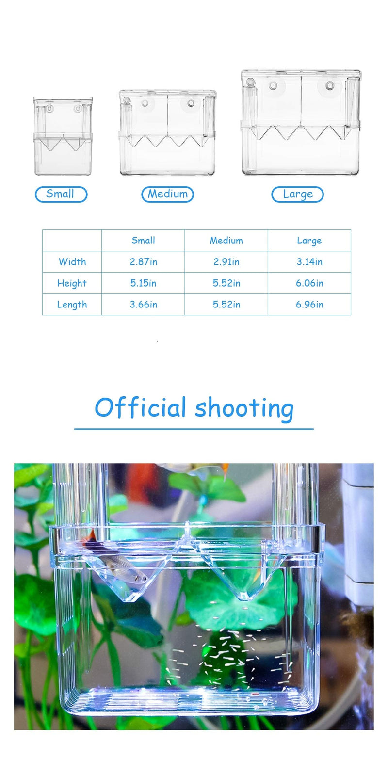 STARROAD-TIM Fish Breeding Box Aquarium Tank Incubator Acrylic with Suction Cups Fish Tank Isolation Box Hatchery for Small Fishes Clownfish Shrimp 4in*3.2in*5.2in - PawsPlanet Australia