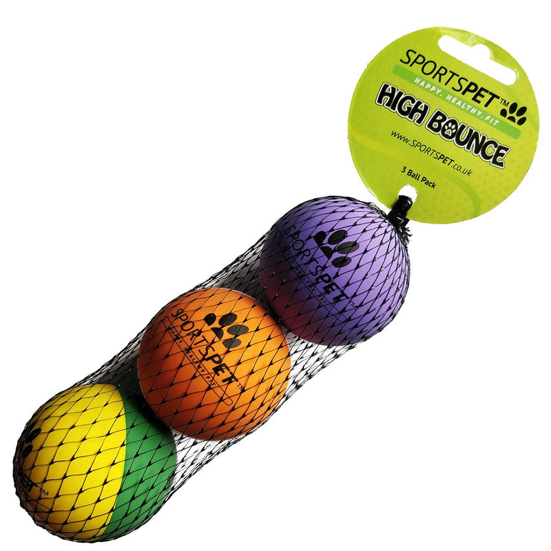 SPORTSPET High Bounce Rubber Dog Balls 3 pack - PawsPlanet Australia