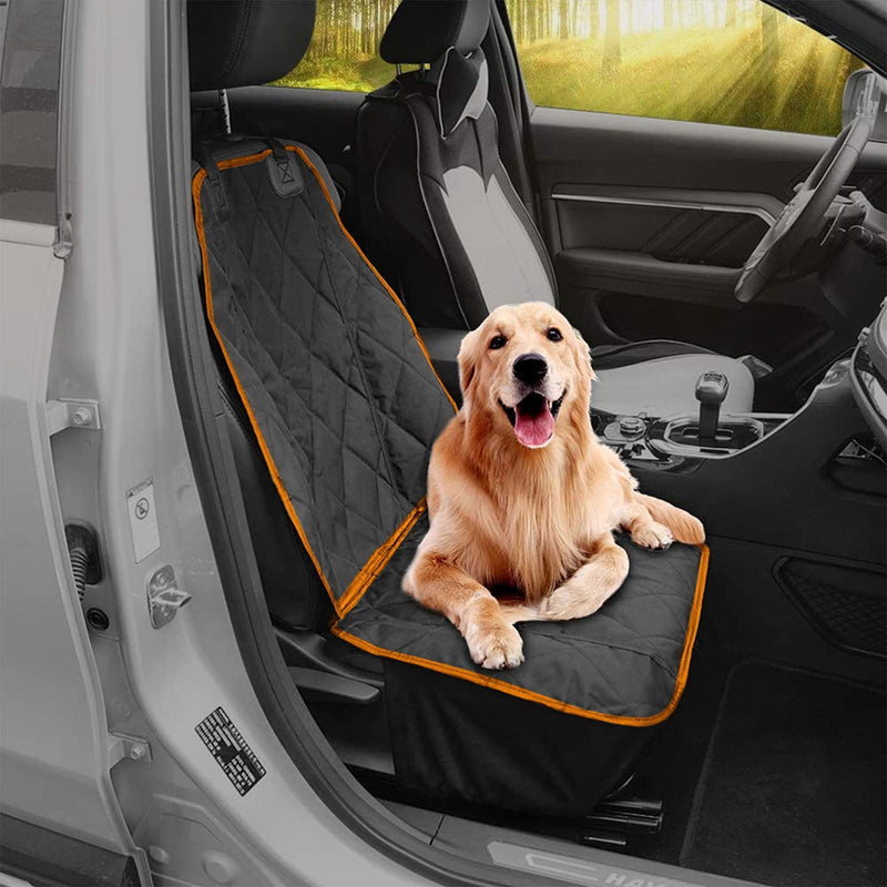 AsFrost Dog Seat Cover Cars Trucks SUVs, Thick 600D Heavy Duty Pets Car Seat Cover, Waterproof & Wear-Resistant Durable Nonslip Backing & Hammock Convertible Orange 1 PCS - PawsPlanet Australia