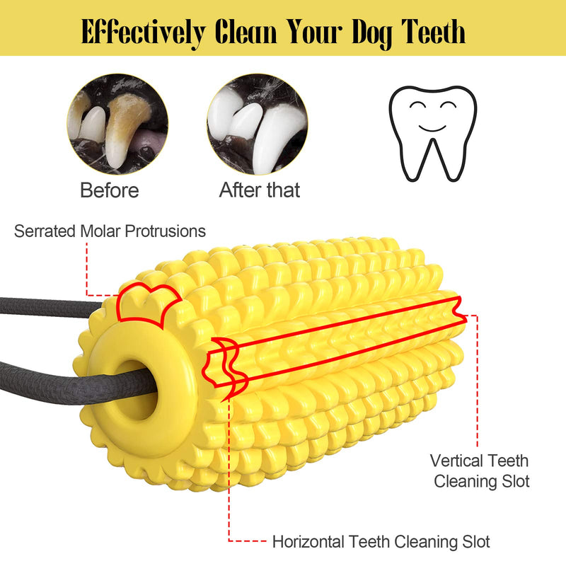 JYPS Dog Chew Toys, Puppy Molar Bite Toy Corn with Double Suction Cups, Dog Teething Toy Rubber, Indestructible Pet Toys Gift for Medium and Large Dogs yellow - PawsPlanet Australia