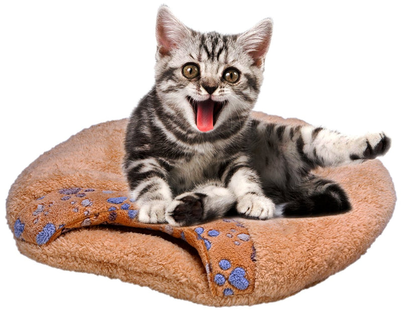 [Australia] - QUMY Cat Sleeping Bag Warm Soft Puppy Cat Bed Cave Igloo Nest Brown (21.5'' 18.8'' 5.1'' ) 