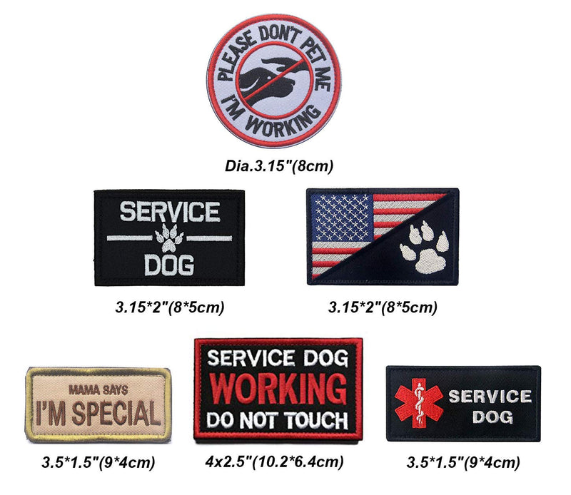 [Australia] - Antrix 6 Pcs Service Dog Working in Training Do Not Touch Pet K9 Dog Paw EMT Special Service Dog Hook & Loop Morale Patch for Medium and Large Dogs Vests/Harnesses 6 Pcs Dog Harness patch 