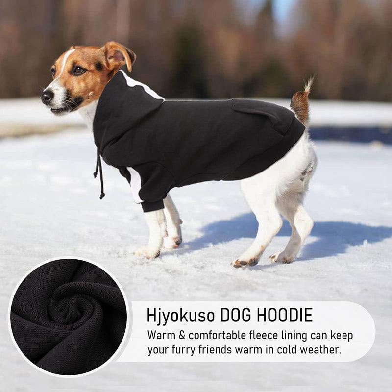 Dog Hoodie Sweatshirt Clothes Apparel Fleece Hoodie Sweater Cotton Jacket Sweat shirt Coat for Small Medium Large Dogs Cats, Soft Warm Dog Hoodie Sweater with Pocket, Cold Weather Clothes (Black XS) X-Small(Chest girth:15.7") - PawsPlanet Australia