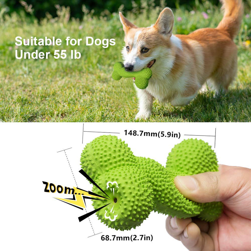 Petper Cw-0094EU Dog Squeaky Toy Latex Puppy Play Spiny Bone Dog Toy, Interactive Toy For Playing & Training Green - PawsPlanet Australia