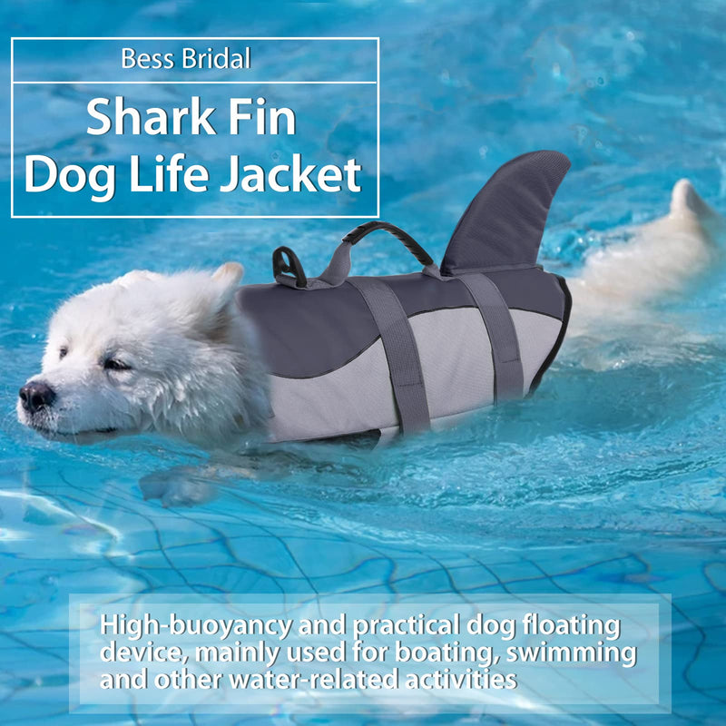Dog Life Jackets, Ripstop Pet Floatation Life Vest for Small, Middle, Large Size Dogs, Dog Lifesaver Preserver Swimsuit for Water Safety at The Pool, Beach, Boating XS Grey Shark - PawsPlanet Australia