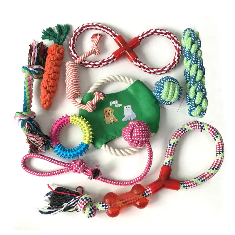 Dog Rope Toys, 10pcs Durable Chase Knots Cotton Doy, Puppy Chew Boredom Anxiety Teething Set for Small Medium Large Pets Gift Sets - PawsPlanet Australia