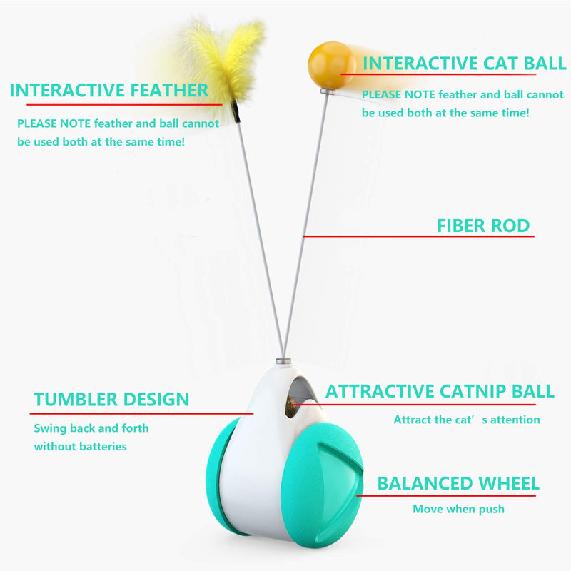 MEKOMONA Interactive Cat Toys for Indoor Cats with Ball and Feather, Cat Feather Toy Automatic Self-Moving Funny Toy for Kittens Cats - PawsPlanet Australia