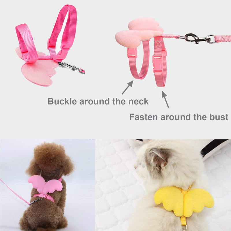 ROZJOVU Rabbit Adjustable Harness with Leash Bunny Collar for Safety Walk Running Jogging Pet Supplies and Accessories for Samll Bunny, Cat, Kitten,Ferret, Puppy and Other Small Pet Animals,2 Pack Pink+Yellow - PawsPlanet Australia