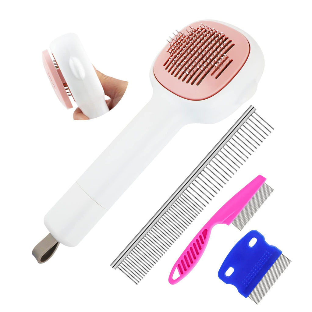 Cat Brush for Shedding, Dog Combs for Grooming, Detachable 2-in-1 Stainless Steel Fine Tooth Pet Comb for Removing Matted Fur(4 Pack) - PawsPlanet Australia