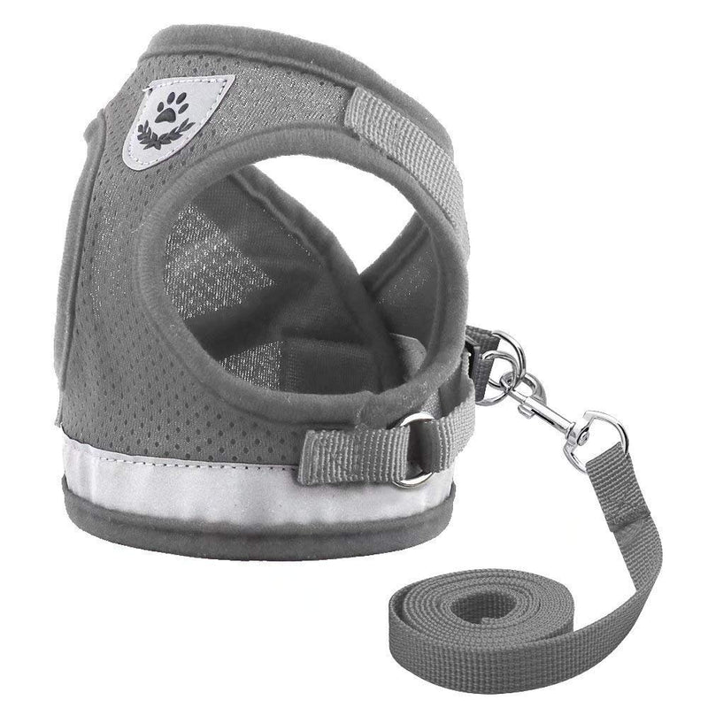 Anlitent Soft Mesh No Pull Cat Harness and Lead Set for Walking, Escape Proof Kitten Vest Harnesses for Small Animals Rabbit/Mouse/Cats, Cool Cat Collar XS X-Small Grey - PawsPlanet Australia