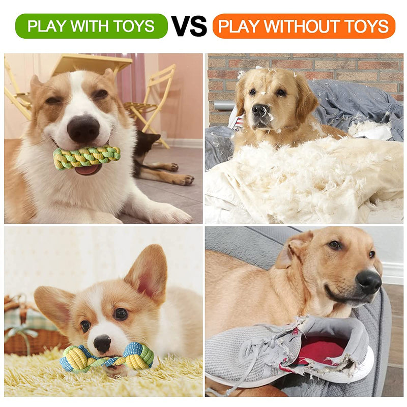 Dog Chew Toy Set, Durable Dog Pet Rope Toys, Puppy Toys Teething Set Cotton Dog Chew Toys for Puppies Small Medium Dogs 8 Pack - PawsPlanet Australia