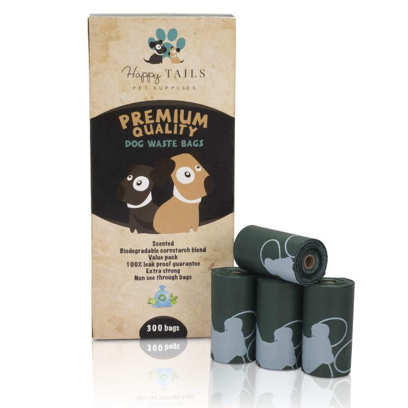 Happy Tails Dog Poo Bags| 20 rolls| Biodegradable Dog Poop Bags for Dogs| Thick & Strong Doggy Bags| Eco Friendly Dog Waste Bags| Scented| Leak Proof - PawsPlanet Australia