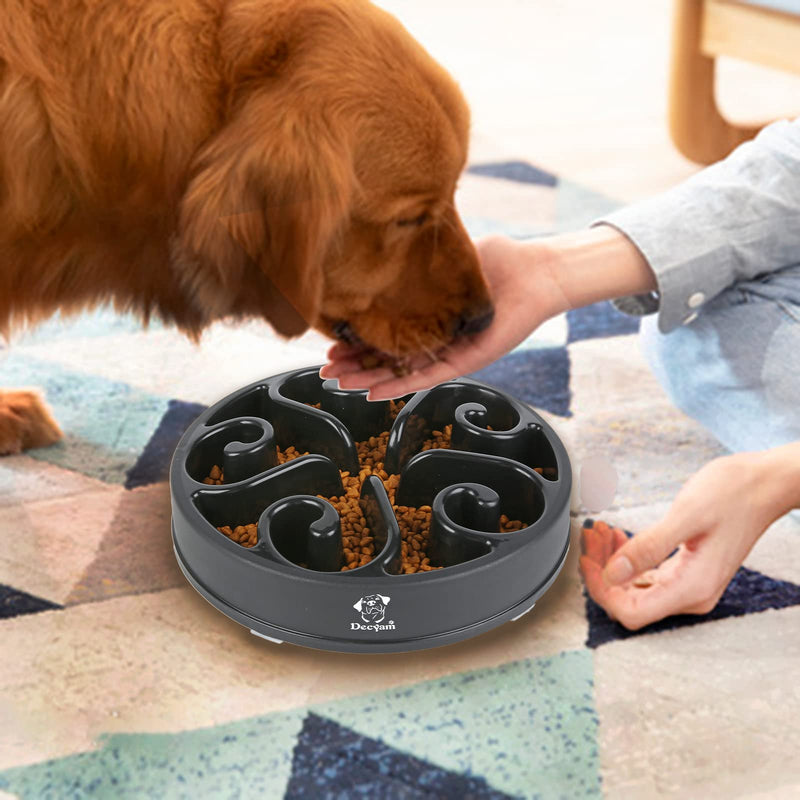 Decyam Slow Feeder Dog Bowl Slow Eating Dog Bowl Pet Puppy Fun Puzzle Feeder Non Skid Bloat Stop Feeding Bowl (Small/Medium, Black) Small/Medium - PawsPlanet Australia