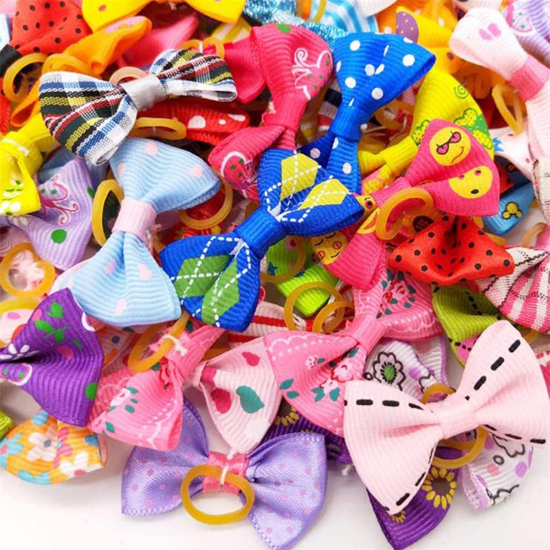 通用 10 Pet Hair Bands Small Dog Hair Bows with Elastic Rubber Bands Adorable Pet Dog Hair Bows Handmade Pet Dog Cat Hair Bows Accessories Cute Patterns Hair Accessories Best Gift for Pet - PawsPlanet Australia