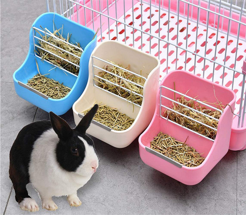 Mcgogo Rabbit Hay Feeders Rack,2 in 1 Feeder Bowls Double for Grass/Food for Small Animal Supplies Rabbit Chinchillas Guinea Pig Hamsters blue - PawsPlanet Australia