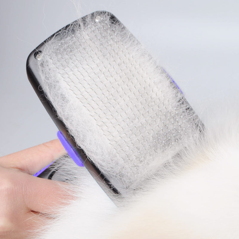 PetiFine Dog Slicker Brush, Self Cleaning Cat Comb, Pet Grooming Tool, Remove Loose Hair Dead Fur, Eliminates Tangles, for Long Medium Short Thick Wiry Curly Hair - PawsPlanet Australia