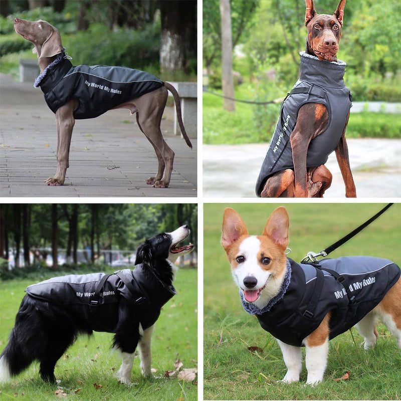 [Australia] - Domkim Dog Coats for Winter Windproof Waterproof Dog Jackets with Harness for Cold Weather Warm Reflective Dog Vest with Fur Collar for Medium Large Dogs XL Grey 