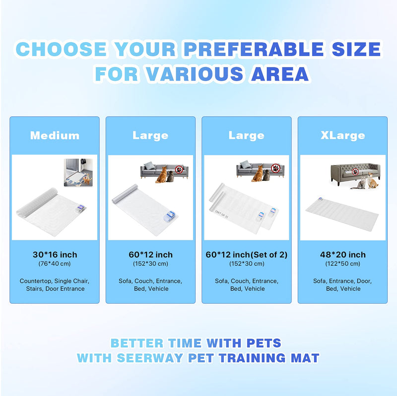SEERWAY Scat Pet Shock Mat Indoor Upgraded, Safe Shock Training Pads for Dogs and Cats, Electric Repellent Zap Mat Keeps Pets Off Couch, Sofa, Counter, 3 Training Modes One Piece 60"x 12" - PawsPlanet Australia