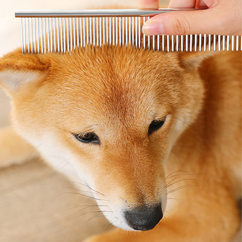 Pet comb, pet professional comb made of stainless steel, 2-in-1 stainless steel comb, dog cat comb for small, pet grooming combs medium and large pets with long hair, short hair - PawsPlanet Australia