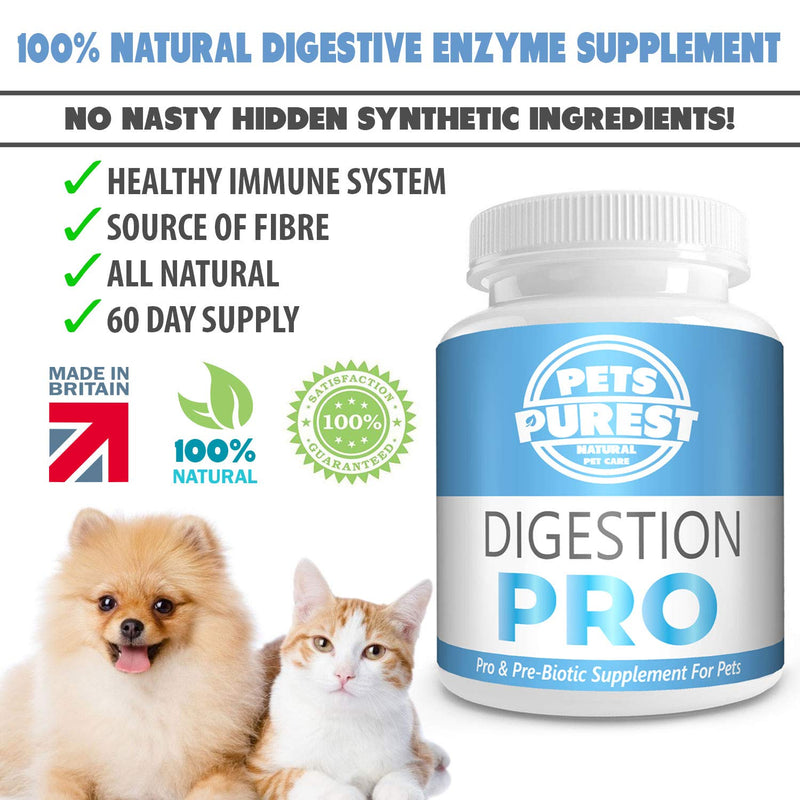 Pets Purest Digestive Prebiotic Probiotic for Dogs, Cats & Pet - 100% Natural Fibre Digestion Enzymes Immune Treatment Supplement for Diarrhoea Constipation Relief, Loose Gland & Firm Stool - PawsPlanet Australia