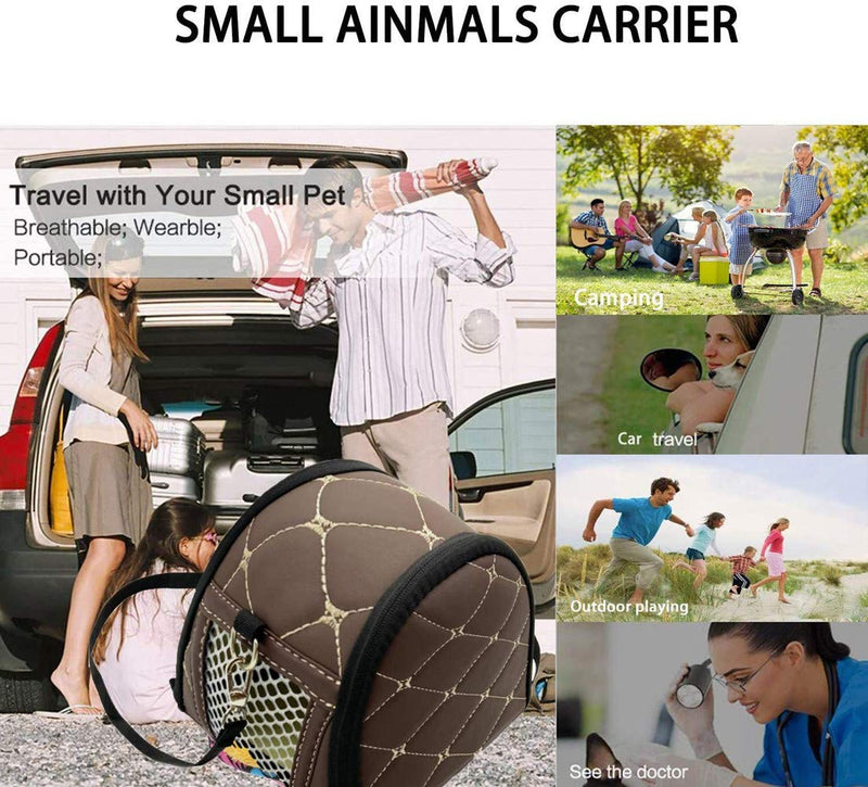 Petneer Guinea Pig Carrier, Small Animal Carrier Bag, Detachable Strap Scratch Pressure Proof Breathable Mesh Leather Travel Bag for Hedgehogs, Chinchilla, Hamster, Sugar Glider and Etc - PawsPlanet Australia