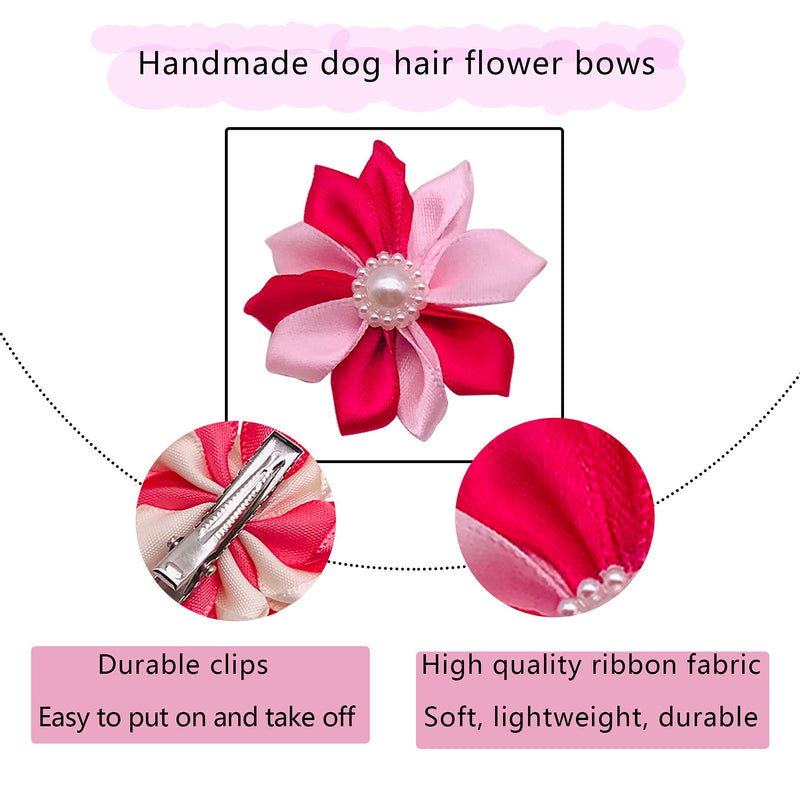 JpGdn 40PCS Dog Hair Bows with Clips Flowers Bow Ties for Small Medium Doggy Cats Kitten Topknot Pet Accessories Grooming Attachment - PawsPlanet Australia
