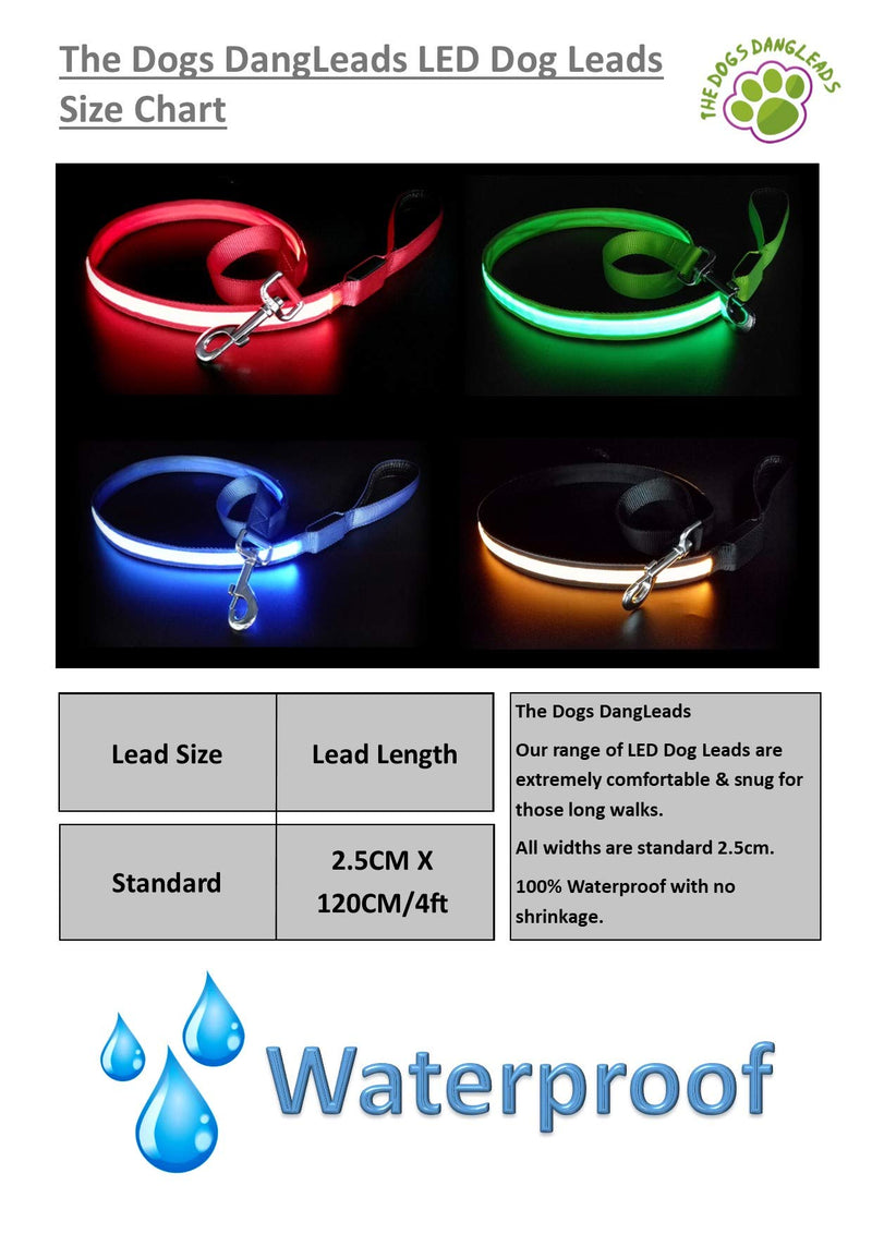 The Dogs DangLeads. Rechargeable LED Dog Leads with Bright Visible LED Technology. USB Rechargeable, Comfortable and 100% Water Proof (Blue with Blue LED) - PawsPlanet Australia