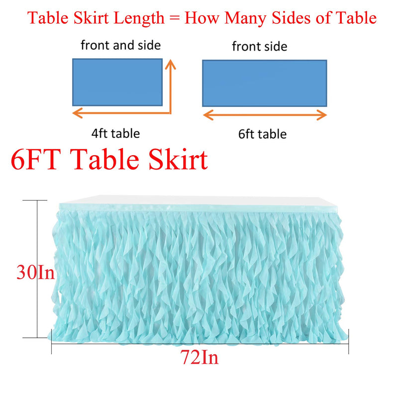 Leegleri Tulle Curly Willow Table Skirt Ruffle Tutu Table Skirt for Rectangle Table or Round Table,Mermaid Table Skirt for Baby Shower,Birthday Partys (Aqua,L 6(ft) H 30in) Aqua Curly Willow L 6(ft)*H 30in - PawsPlanet Australia