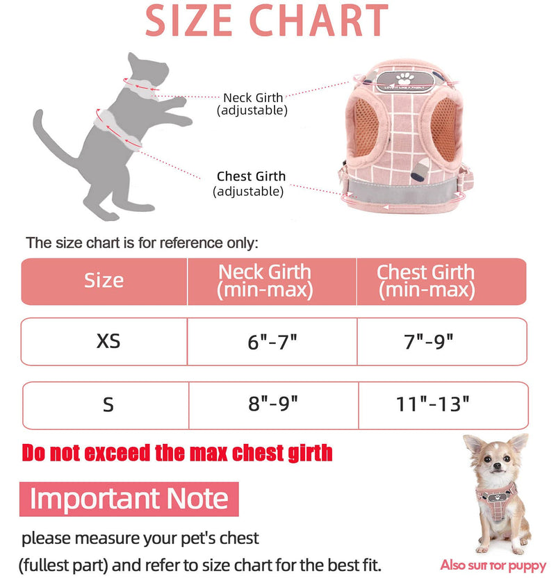 Cat Vest Harness and Small Dog Vest Harness for Walking, All Weather Mesh Harness, Cat Vest Harness with Reflective Strap, Step in Adjustable Harness for Small Cats (Pink, XS) Pink XS (Chest Girth:7"-8") - PawsPlanet Australia