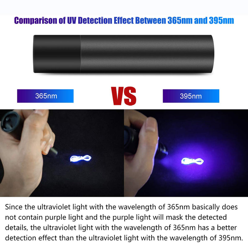 Beike Rechargeable UV Flashlight, Black Light UV Light, 365nm Mini Ultraviolet Blacklight Pet Urine Detector for Dog/Cat Urine, Dry Stains and Bed Bug - PawsPlanet Australia