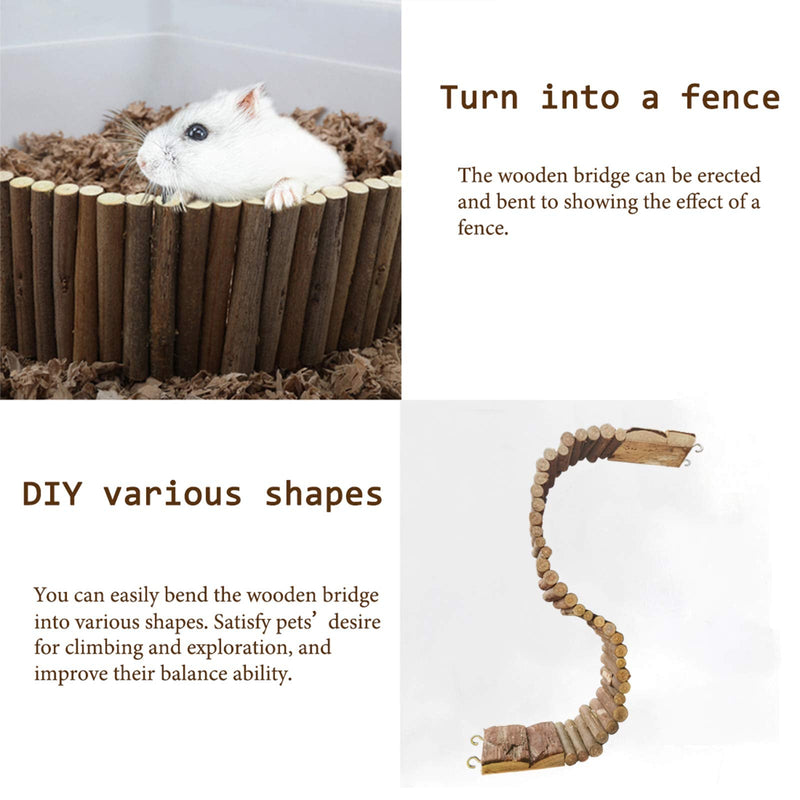 Hamiledyi Hamster Suspension Bridge,Rat Long Bendy Bridge Wooden Climbing Ladder Cage Accessories for Syrian Hamster Chinchilla Guinea Pig Gerbil Chipmunk Mouse Rat - PawsPlanet Australia