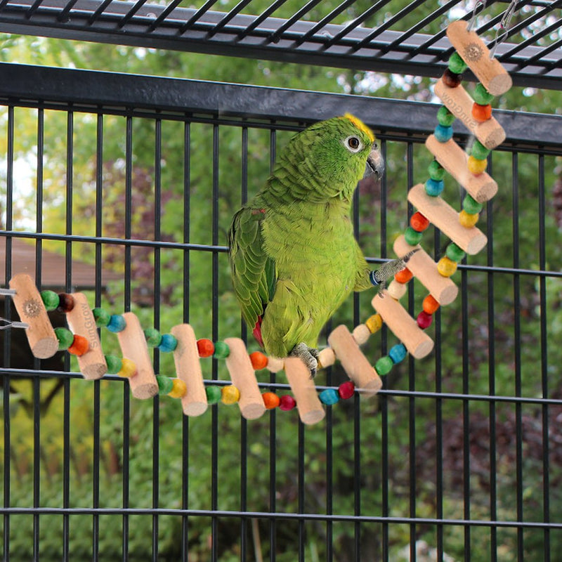 SunGrow Bird Ladder Bridge, Helps Birds with Balance, Made with Raw Wood and Edible Dye, Easy Installation, Bright, Durable and Flexible, Suitable for Small to Medium Birds 20 Inches Multi-colored - PawsPlanet Australia