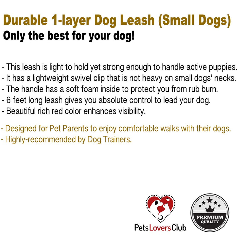 [Australia] - Dutchy Brand Heavy-Duty Dog Leash - Training-Lead with Comfortable Handle - 6 Feet Long by 1 Inch Wide - Perfect Length to Control Strong Dog and Puppy That Likes to Pull Puppies and Small Dogs (1-layer) Red 