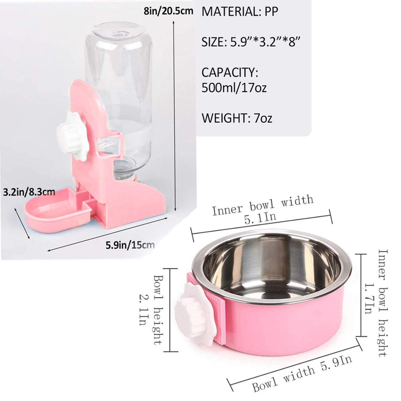 Kathson Rabbit Suspended Feeder Dispenser Hanging Water Fountain Automatic Bottle,Crate Bowl Removable Plastic Stainless Steel Pet Cage Coop Cup with Bolt Holder Set for Bunny Cat Dog and Other Animal - PawsPlanet Australia