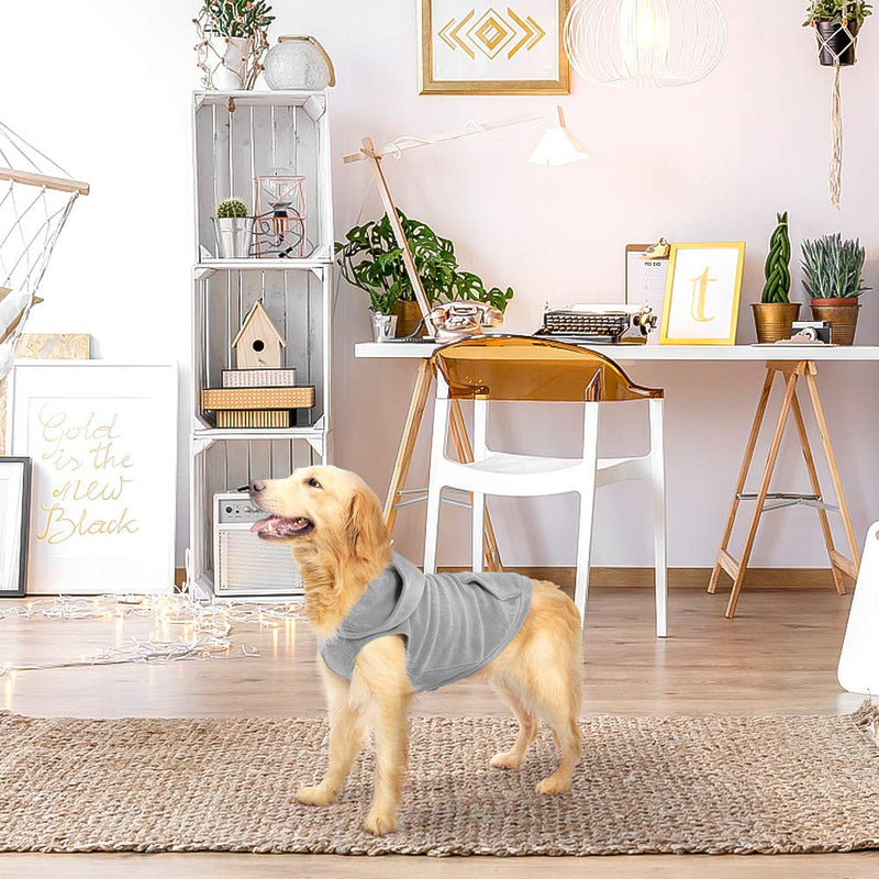 [Australia] - EXPAWLORER Fleece Dog Hoodies with Pocket, Cold Weather Spring Vest Sweatshirt with O-Ring S Grey 