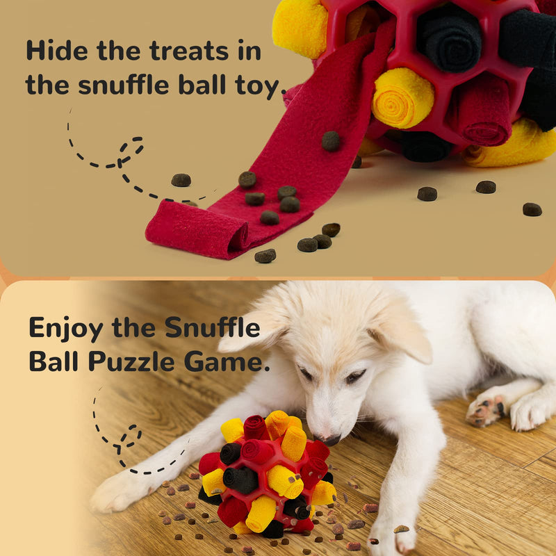 Larimuer Snuffle Ball for Dogs, Sniffing Carpet Snuffle Toy Interactive Dog Toy Portable Pet Snuffle Ball Toy for Small Medium Dogs Pet (Black Red Gold) Black Red Gold - PawsPlanet Australia