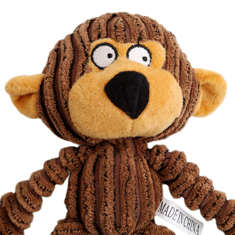 N\A 1Piece Monkey Dog Squeaky Toy Plush Chew Toy with Rubber Ring for Puppy Small Medium Large Dog - PawsPlanet Australia