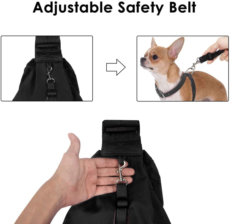 Nasjac Pet Dog Sling Carrier, Small Puppy Cat Hand Free Carry Doggie Papoose Trip Carrie Tote Bag with Front Pocket Safety Belt Adjustable Padded Shoulder Strap Carrying for Outdoor Walking Black For Pets 12-18lbs - PawsPlanet Australia