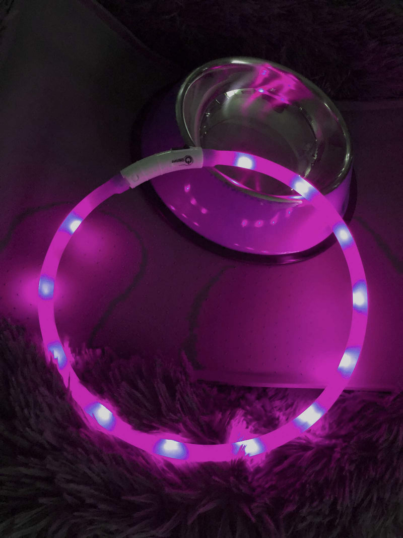 SUOXU LED Light Dog Collar, USB Charging Soft Silicone Super Bright Dog Collar, Adjustable Pet Collar (70 cm), Dog Illuminating Collar Improve The Visibility and Safety of Pets (Purple) Purple - PawsPlanet Australia