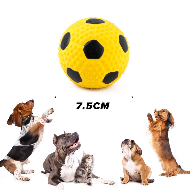 QUACOWW 2 Pieces Squeaky Dog Toys Ball Dog Chew Toys Soft Latex Puppy Dog Toys Durable Football Dog Treat Balls Toys for Small Medium Dogs - PawsPlanet Australia