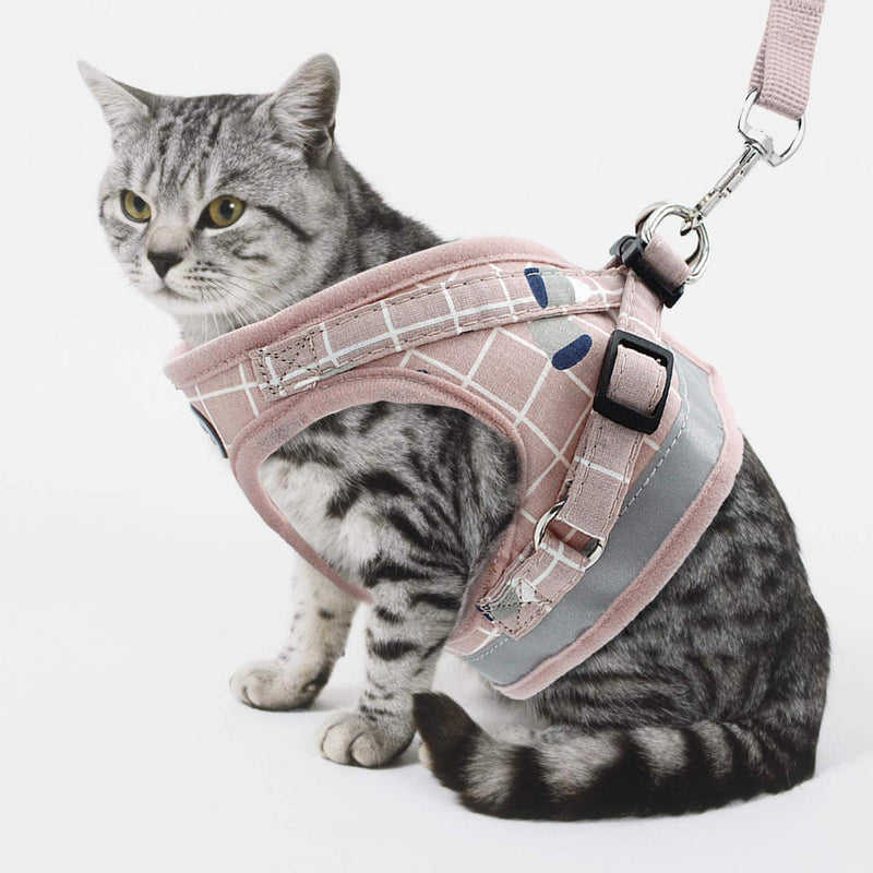 [Australia] - Vetoo Adjustable Cat Harness Escape Proof, Reflective Kitten Harness and Leash Set for Walking, Dog and Cat Universal Pet Harness for Cats Kittens Puppies and Small Dogs S(Chest: 12"-13.6") Pink 