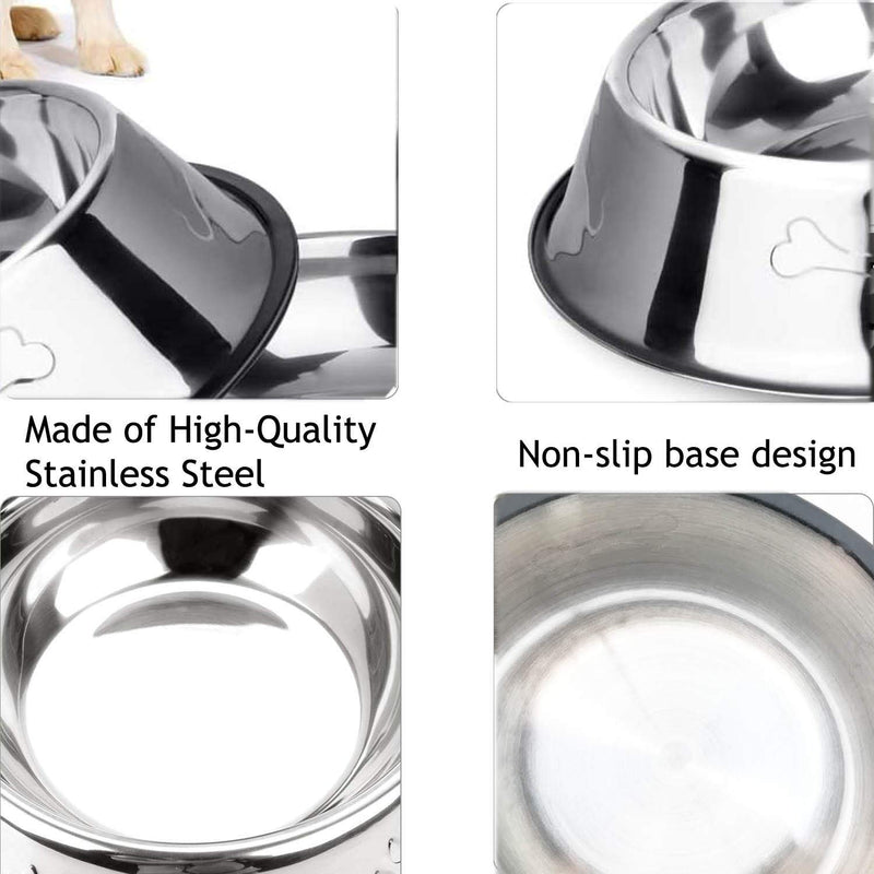 SUOXU 2 Stainless Steel Dog Bowls, Dog Feeding Bowl, Dog Plate Bowls With Non-slip Rubber Bases,Small Pet Feeder Bowls And Water Bowls (M-580 ml /19.6oz) M-580 ml /19.6oz - PawsPlanet Australia