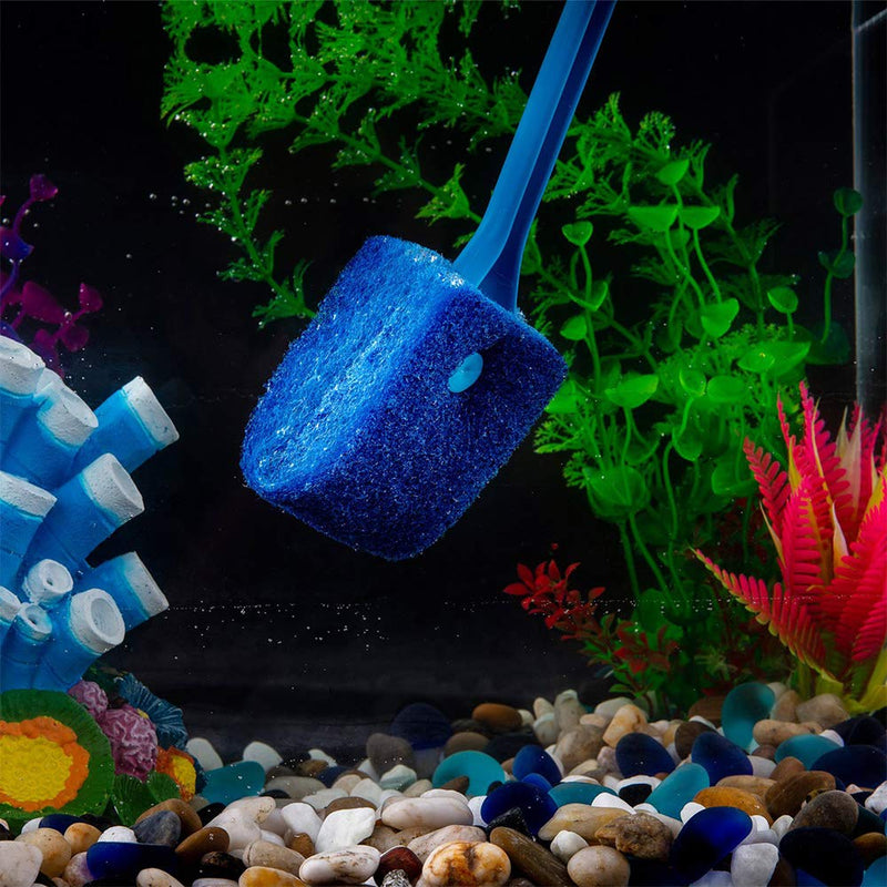 [Australia] - 3 PCS Double-Sided Aquarium Fish Tank Algae Cleaning Brush with Non-Slip Handle, Sponge Scrubber Cleaner for Glass Aquariums and Home Kitchen 2 PCS 