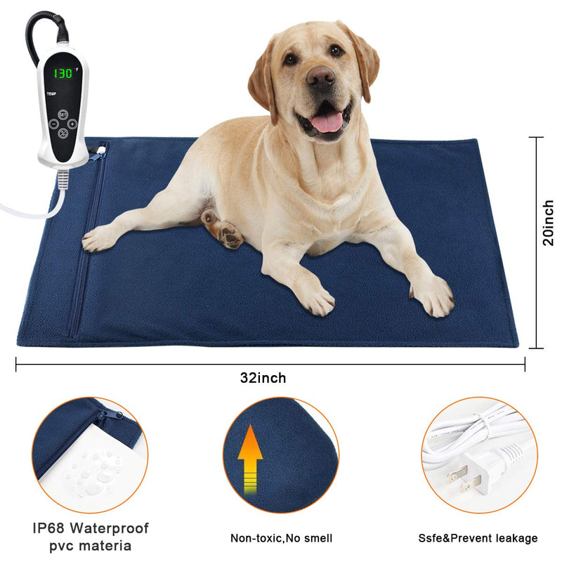 AILEEPET Pet Heating Pad Large, Dog Cat Warming Pad Electric Heating Pad for Dogs and Cats Indoor Warming Mat with Auto Power Off 32x20 inch - PawsPlanet Australia