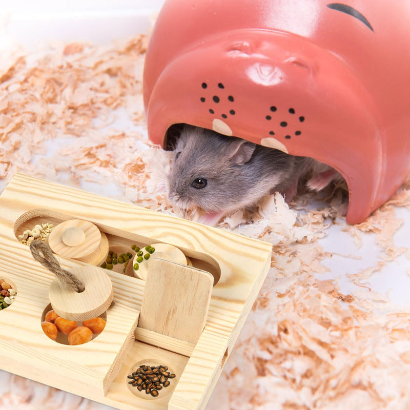 Encuryna Hamster Toy, Guinea Pig Toy, 6 in 1 Wooden Toy for Foraging, Interactive Treat Toy for Bunnies, Chinchilla Hamsters, Guinea Pigs, Gerbils - PawsPlanet Australia