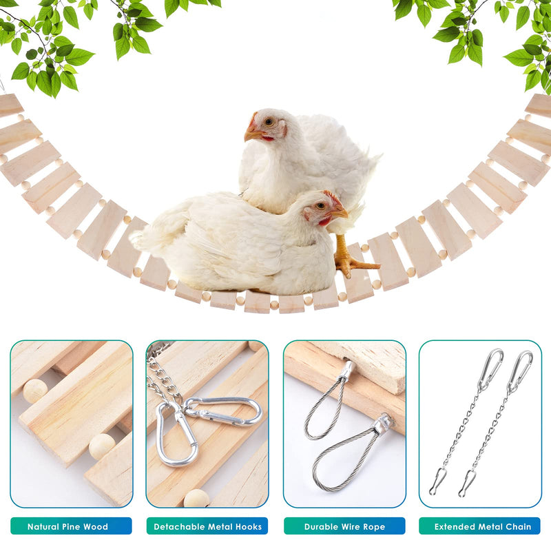 KATUMO Chicken Swing Chicken Perch Chicken Ladder for Coop Natural Wood Chicken Toy Chicken Coop Accessory Bird Swing for Chickens, Birds, Parrots, Total Length 112cm/44.09'' Plain - PawsPlanet Australia