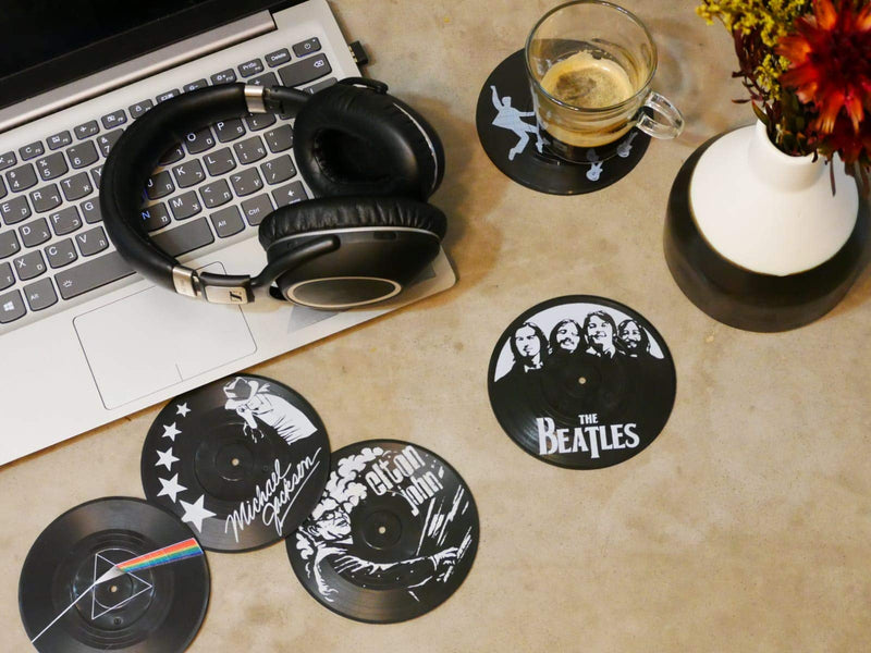 OUR CASA Drink Coasters Set - 6 Pieces Vinyl Record Coasters for Drinks, Set for Music Lovers- Reusable, Heat Resistant, and Prevents Furniture Damage- Novelty Housewarming Gift Classic Set - PawsPlanet Australia