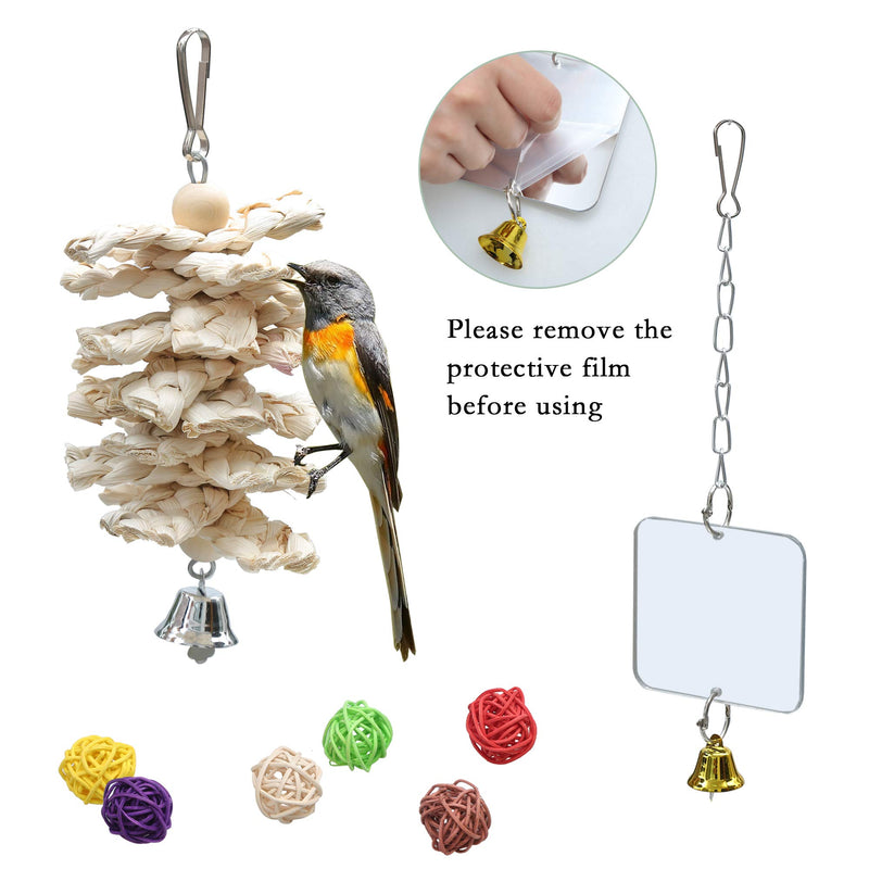 [Australia] - PUTING 13 Pcs Bird Parrot Toys, Include 7 Hanging Birds Cage Toys Hammock Swing Bell and Chewing Toys and 6 Rattan Balls for Small Parrots, Cockatiels, Parakeets, Conures, Love Birds, Finches 